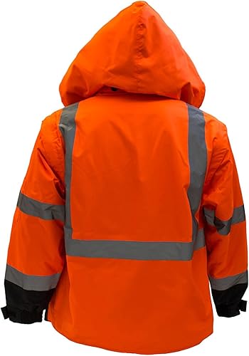 Miniatura 2 de New York Hi-Viz Workwear TroySafety - Chaqueta bomber de seguridad para hombre, clase 3, alta visibilidad, con cremallera, parte inferior negra,
