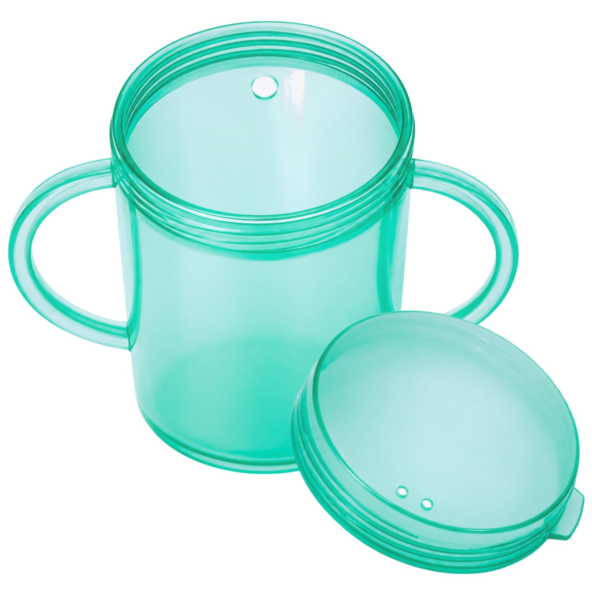 TalkTools Recessed Lid Cup with Handles - Leak Proof | Promotes Oral Motor Skills, Lip Closure, and Self Feeding | Alternative to Sippy Bottle | Food Grade Materials | Dishwasher Safe (Green)