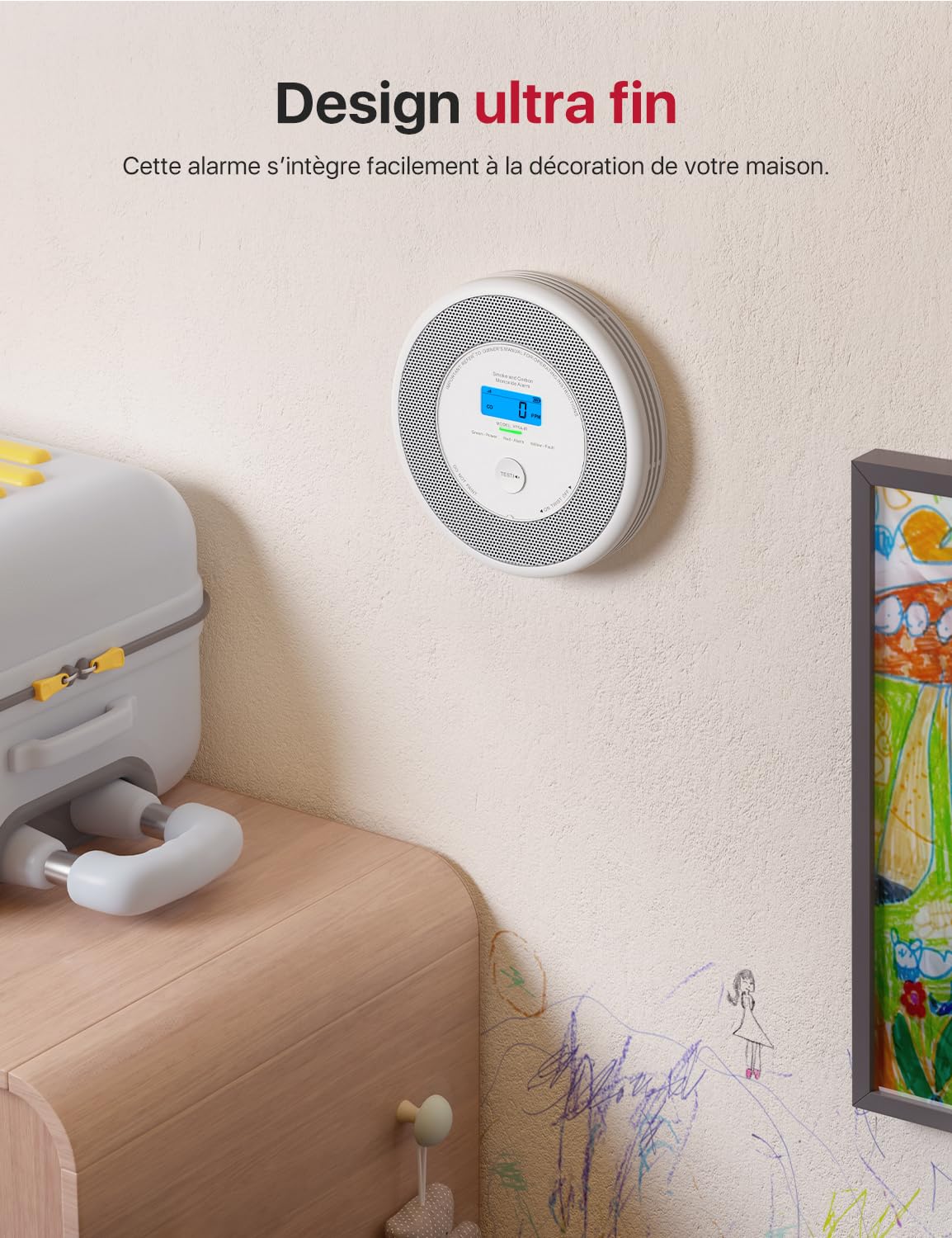 X-Sense Détecteur de Fumée et de Monoxyde de Carbone Connecté avec Fonction d’Alerte Vocale en Français, Détecteur de Fumée Wi-FI Compatible avec X-Sense Home Security App, XP0A-iR, Lot de 1