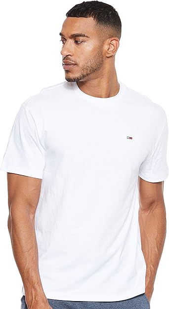 Tommy Hilfiger TJM Tommy Classics T - Camiseta Manga Corta Blanca Básica Chico