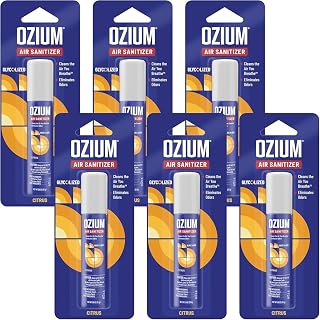 Ozium 0.8 oz. Air Sanitizer & Odor Eliminator for Homes, Cars, Offices and More, Citrus Scent, Pack of 6