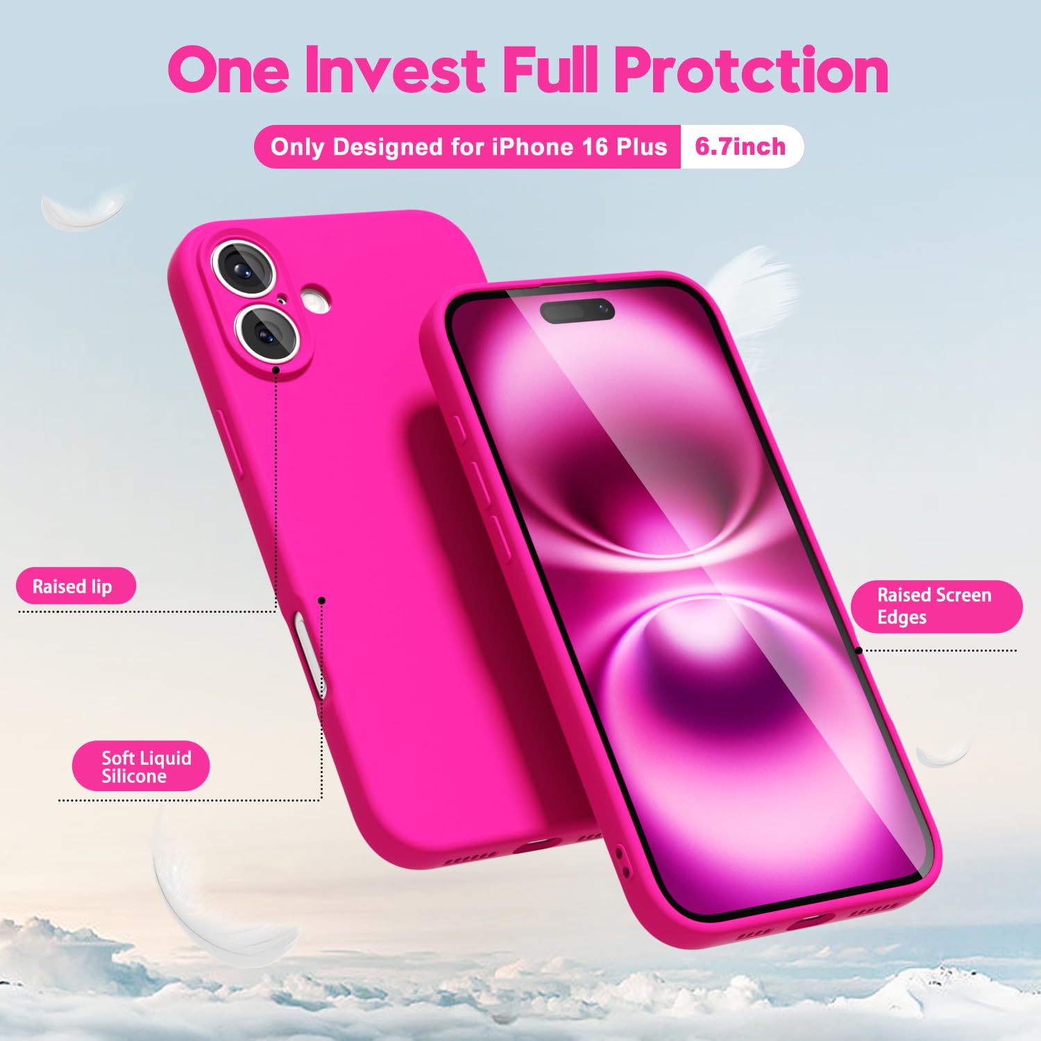oakxco for iPhone 16 Pro Max Case Liquid Silicone, Soft Rubber Gel Elegant Aesthetic Basic Simple Cover, Cute Thin Slim TPU Matte Solid Color Plain Smooth Case for Women Girl, Light Pink — view 331