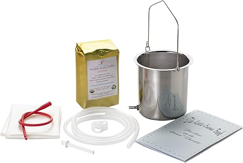 Miniatura 1 de purelife completa Café Enema Kit- 1,5 qt – 1 Lb orgánicos Luz Aire Roast café – Tubo de silicona & Boquilla – Gerson Aprobado por Médicos