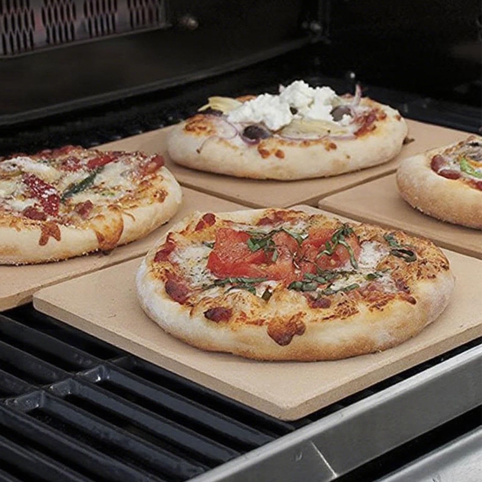 Pizza Stone for Oven | Ceramic Non-Stick Rectangular Baking Tray 30,5 x 30,5 x 1 cm 2100 g | Indoor Outdoor Oven, BBQ, Grilling, Cooking Bread, Pizza, Kitchen, Camping, Restaurant | Durable
