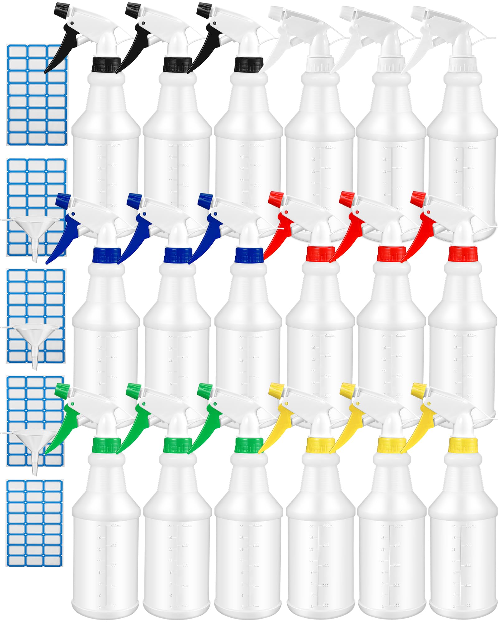 Eccliy20 Pack 16 Oz Empty Spray Bottles for Cleaning, Leak Proof Spray Bottles with Measurements and Adjustable Nozzle for Cleaning Solutions Commercial Supplies (Colorful)