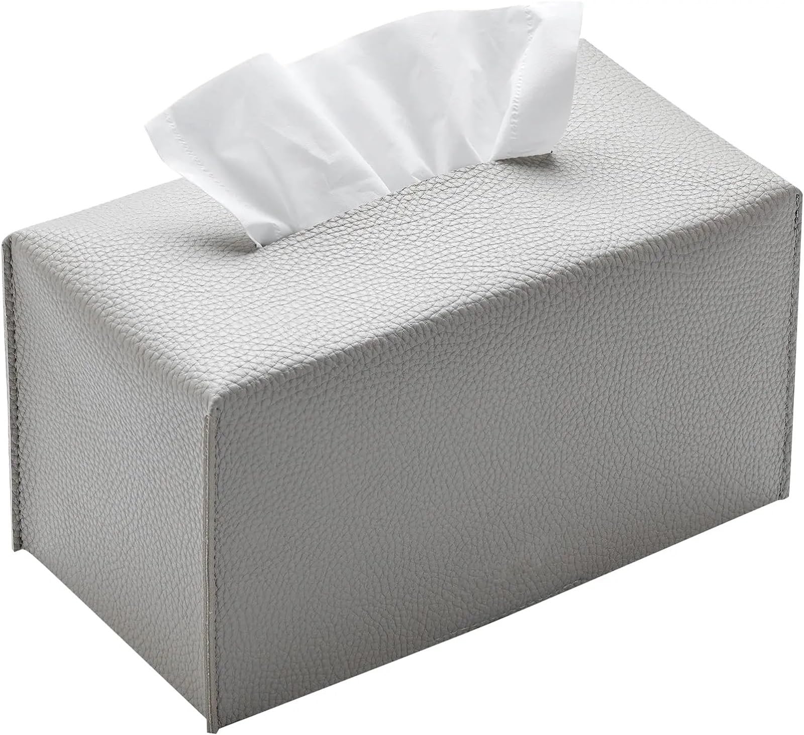 Tissue Box Pu Leather Tissue Box Cover Rectangular Tissue Box Holder With Bottom Belt Modern Decorative Tissue Box Organizer For Bathroom(Grey)