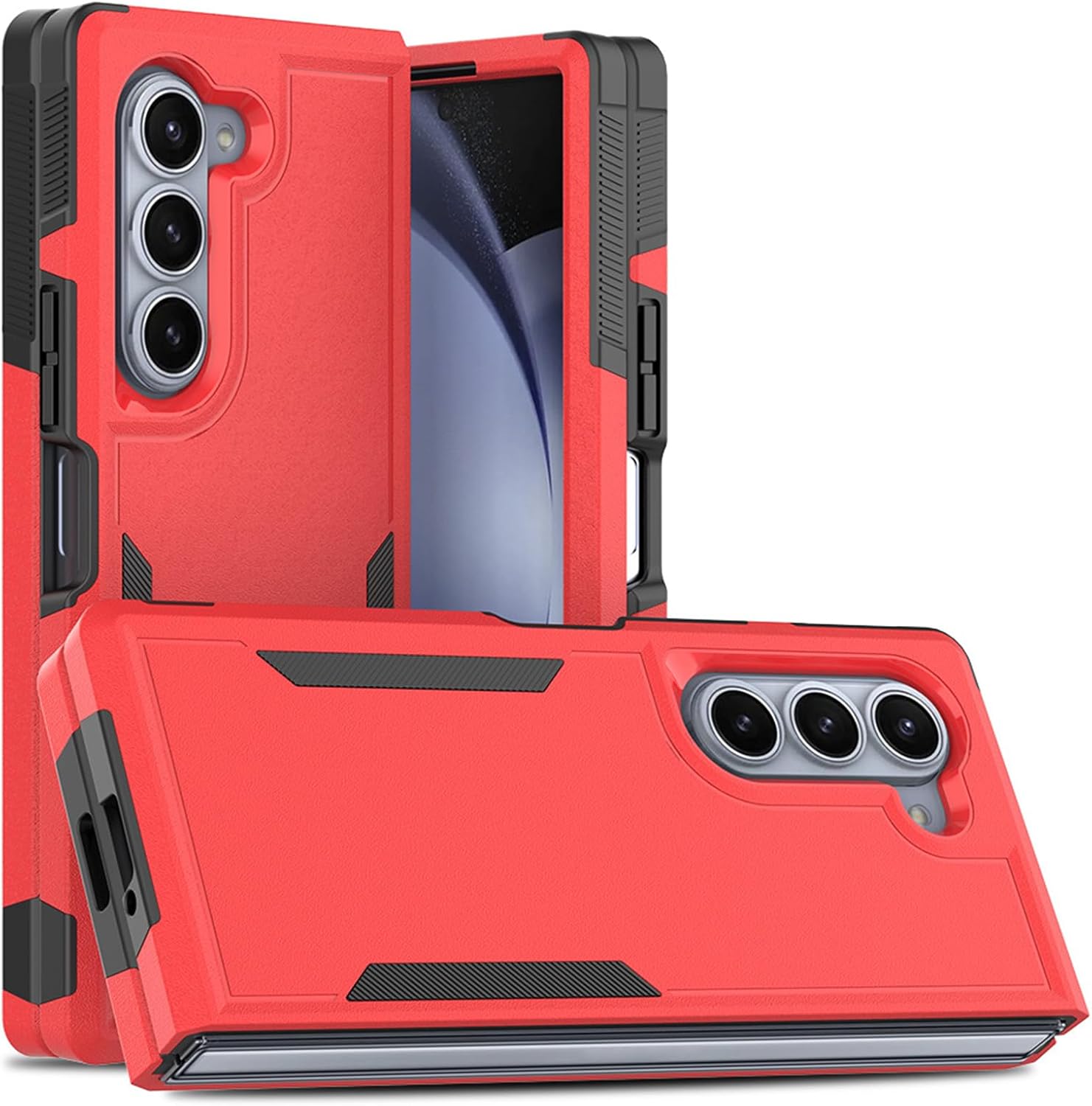 Shockproof Case for Samsung Galaxy Z Fold 6, TPU and PC Hybrid Hard Cover Dual-Layer Anti-Fall Protection Case,Red,Fold 6