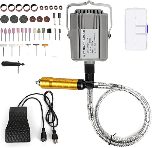 Amoladora de eje 780W Herramienta rotativa 500-25000RPM Rotary Carver con mandril de 3 mandíbulas de 0.26 pulgadas y pedal de pie de velocidad