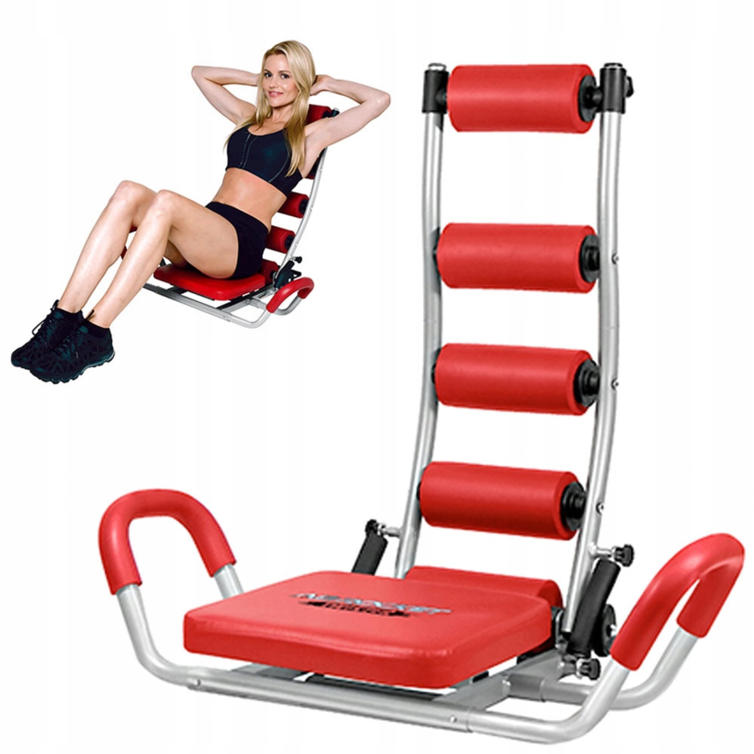 PARENCE.- máquina de fuerza abdominal – asiento giratorio, equipo de fitness en casa para abdomen, cintura, brazos y muslos – varios ejercicios, 3 niveles de resistencia, reposacabezas cómodo