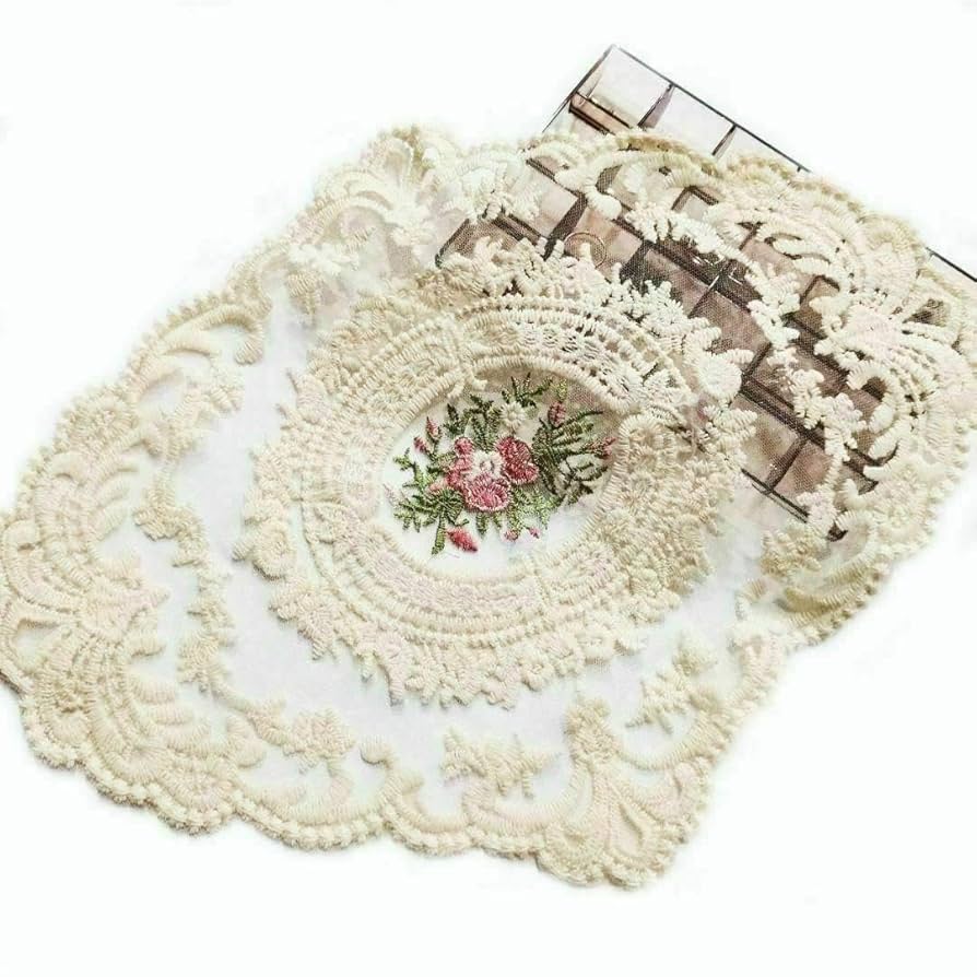 敷物刺繍レースオーバル型ラウンド薔薇ドイリーランチョンマットクラシカル花瓶敷欧米 Amazon|敷物刺繍レースオーバル型ラウンド薔薇ドイリー