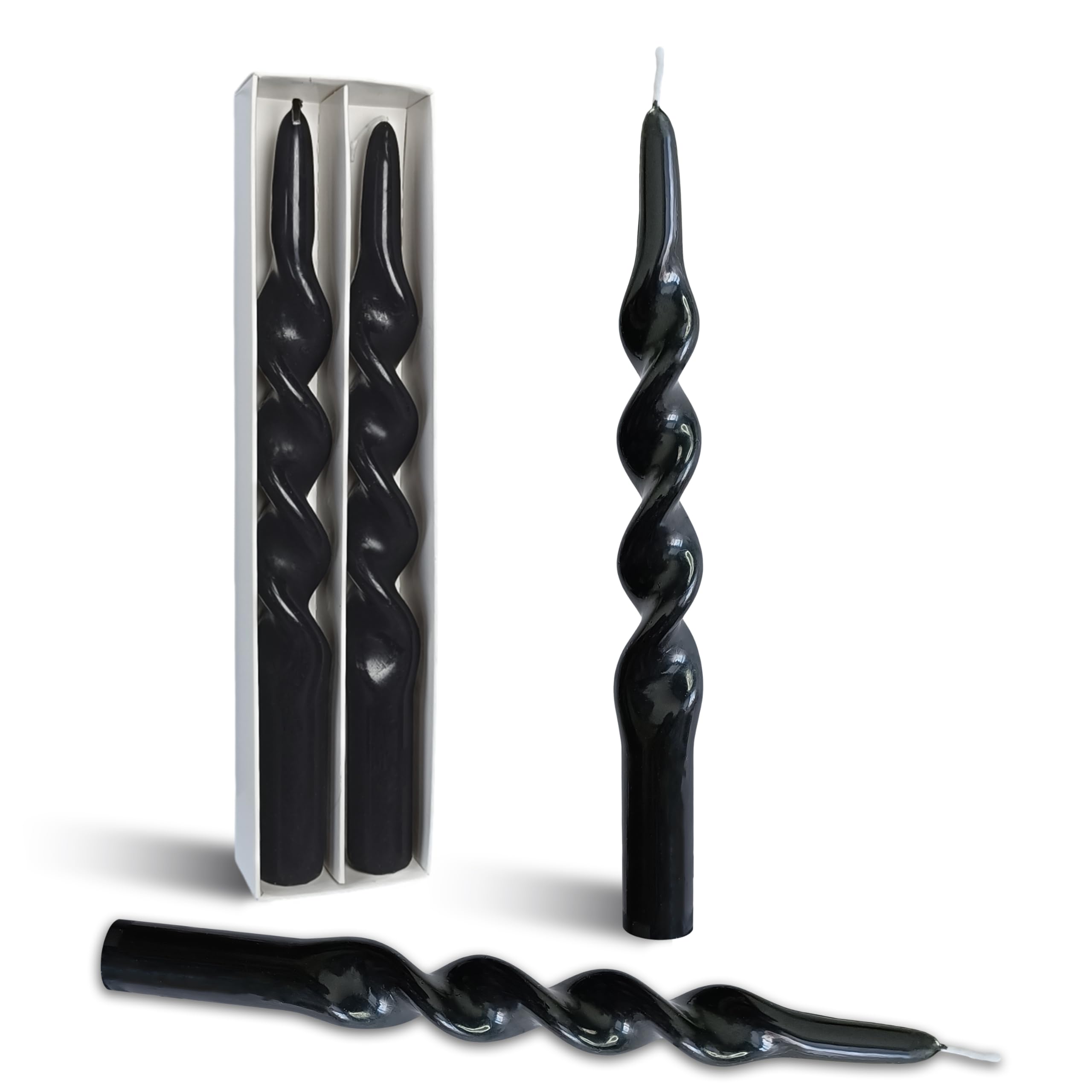BALEAGCDL Twisted Taper Candle Black Spiral Candlesticks 10 Inch Unscented Handmade Smokeless Dinner Candles Set for Holiday Wedding Party Gift Home