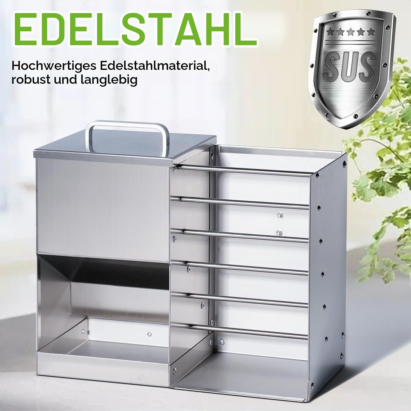2 in 1 Heuraufe Kaninchen Edelstahl Futterspender Heu Kaninchen mit Katzentoilette Wasserflasche Futternäpfe für Hamster Edelstahl Hasenfutterautomat Heuhaltergestell für kleine Haustiere