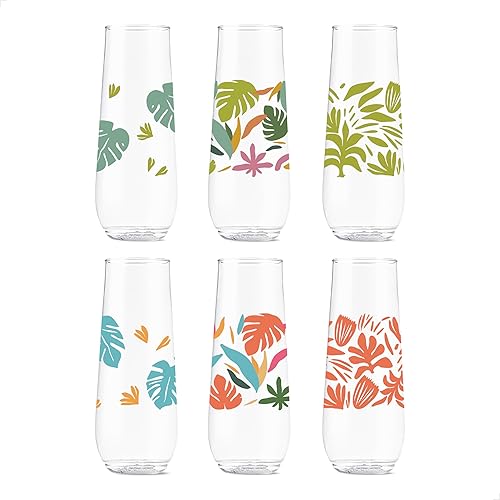 Miniatura 8 de TOSSWARE POP - Juego de 6 vasos de vino de 14 onzas Serie Mid-Century Retro, de alta calidad, reciclables, irrompibles y de plástico transparente