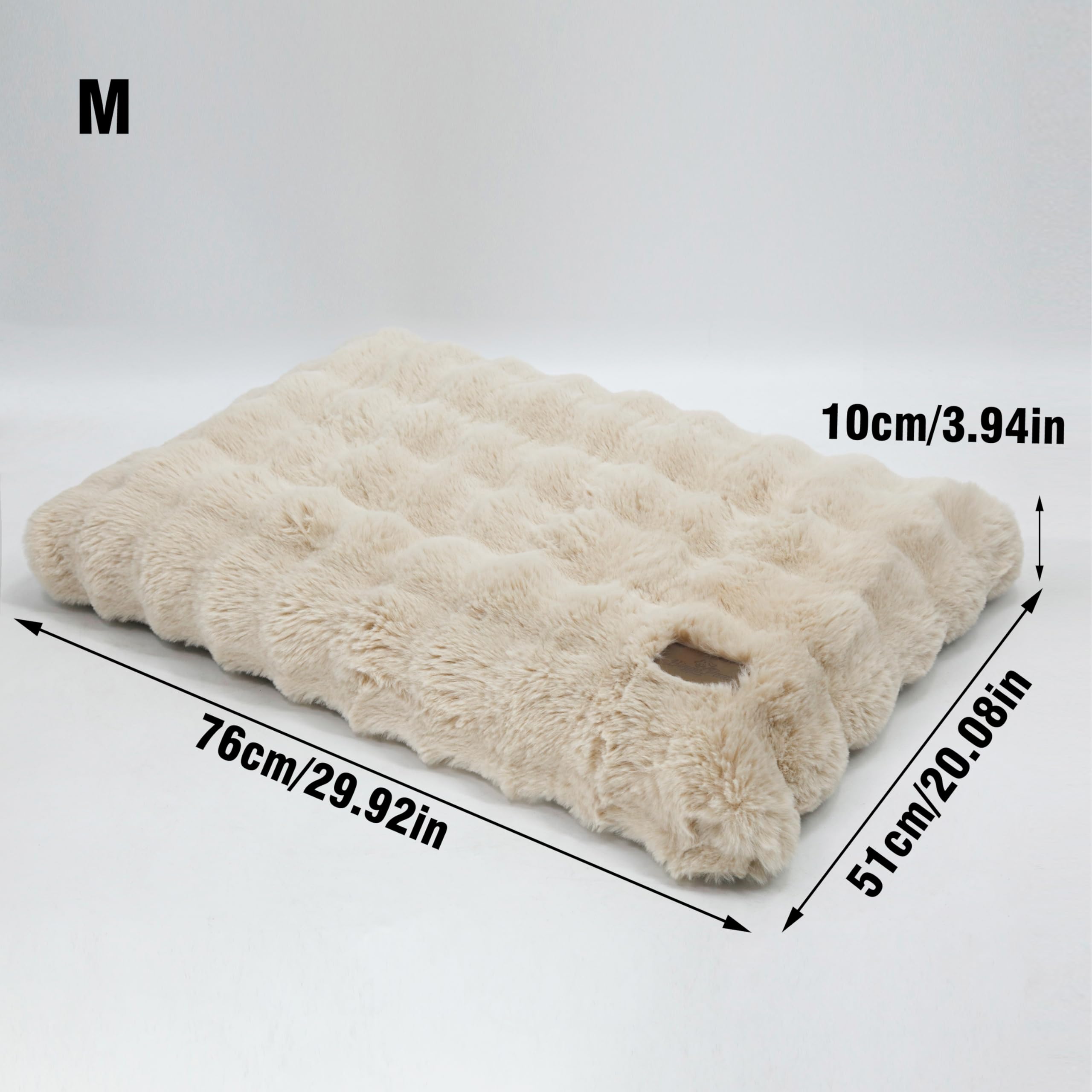 BingoPaw Cama para Perros Medianos 76x51x10cm, Cama Perro Lavable Colchón para Perro Impermeable Funda Peluda Removible y Base Antideslizante para Perros Medianos, Beige