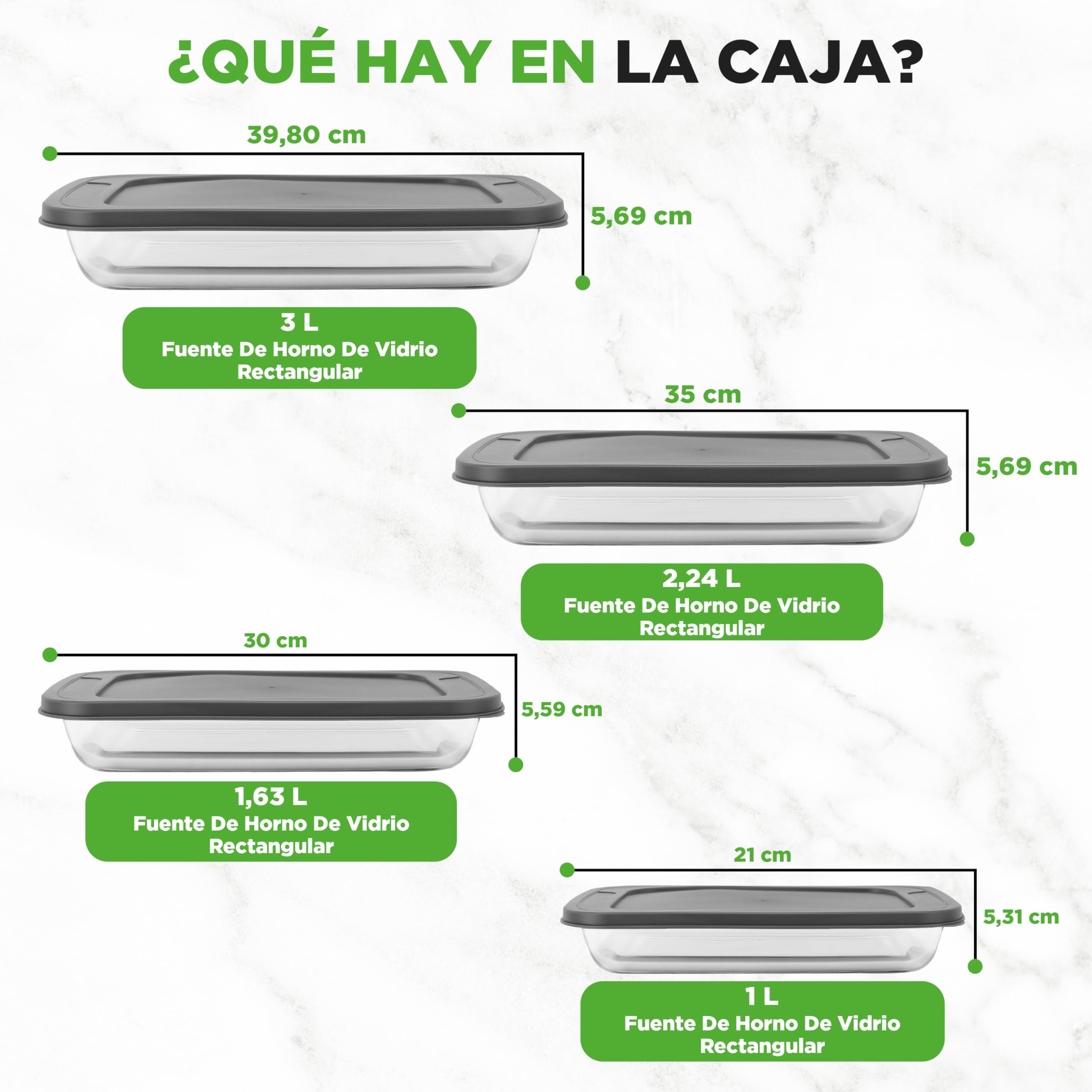 NutriChef fuentes refractarias rectangulares de cristal con tapa, Bandejas de horno apilables para lasaña y cazuela, Para microondas, Lavavajillas, Nevera y congelador, 8 piezas