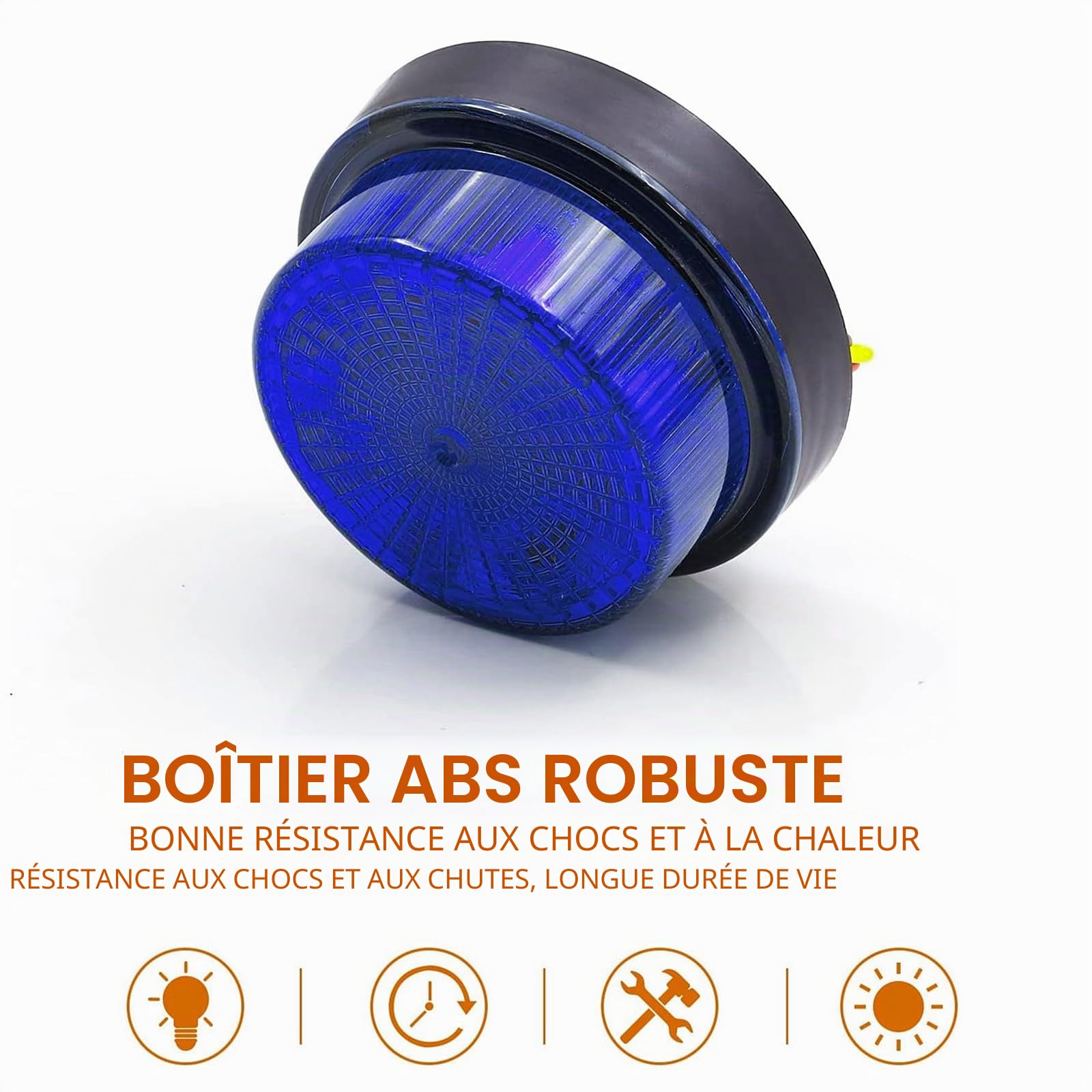 Gyrophare Stroboscopique à LED 24V, Lampe d'urgence Clignotant de Sécurité pour Camions, Tracteurs, Chariots élévateurs, Constructions d'autobus, Jaune