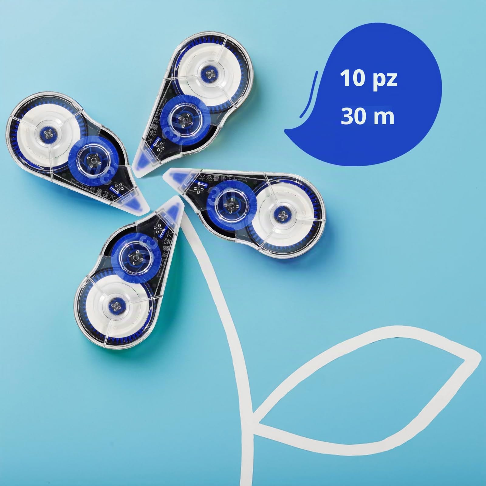 Bianchetto a Nastro 30 mx5 mm Correttore a Nastro Correction Tape con Cappuccio Protettivo per Scuola e Ufficio (Bianco)