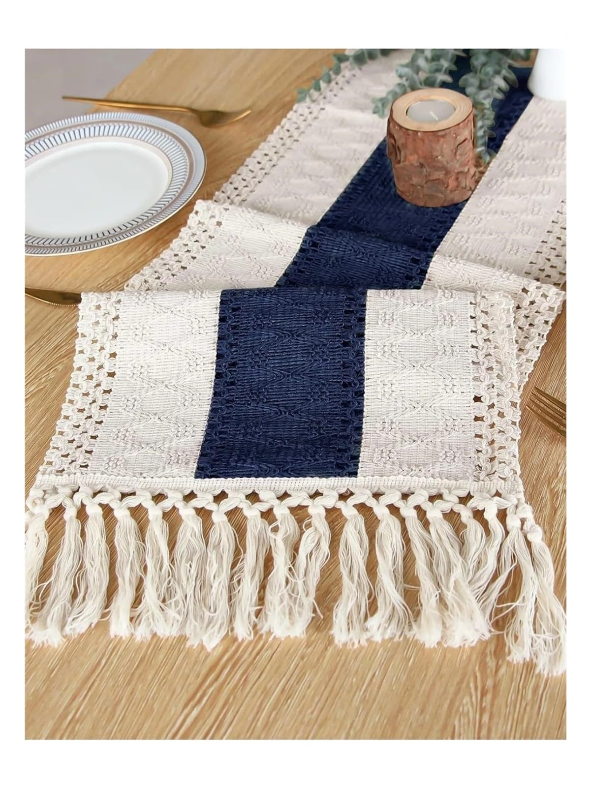 Table Runner Handmade Table Runner Dresser Scarf Classic with Tassels for Dining Decor(30*160cm)