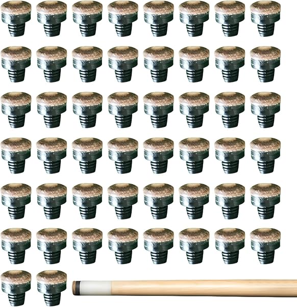 SPORWAY 50 Pcs Snooker Cue Tips:12mm Screw On Billiard Cue Tips with M8 Plastic Thread Screw On Cue Tips for Pool Snooker Cue - 1