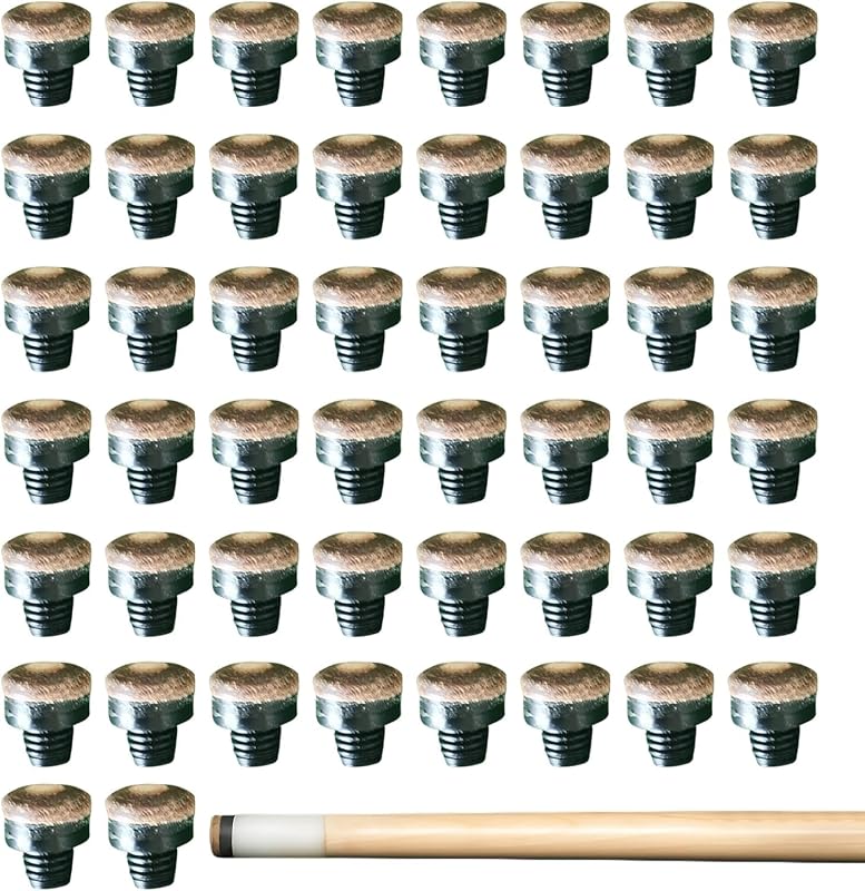 SPORWAY 50 Pcs Snooker Cue Tips:12mm Screw On Billiard Cue Tips with M8 Plastic Thread Screw On Cue Tips for Pool Snooker Cue