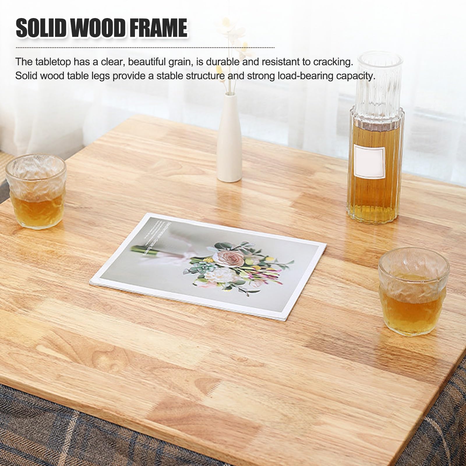 HARELA Tavolo Riscaldante Tatami Kotatsu Tavolino, Tavolino Riscaldamento per Riscaldamento Invernale, Tavolino da salotto, Legno massello, Regalo caloroso per la famiglia(Red,75x75cm/29.5x29.5in)