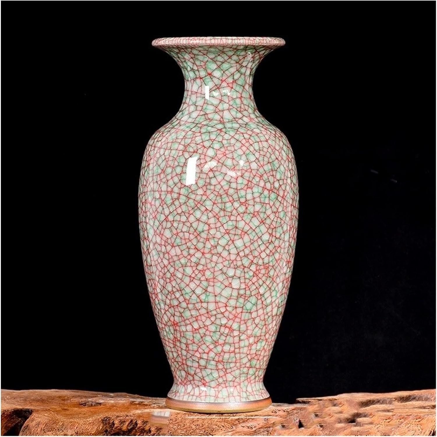 asdchZen Grain Dispenser With Ceramic,Rice Container, Ceramic Ginger Jarchinese Antique Cracked Jun Porcelain Vases Modern Ice Crack Ceramic Vase Ornament Tall Floor Vases For Living R,F