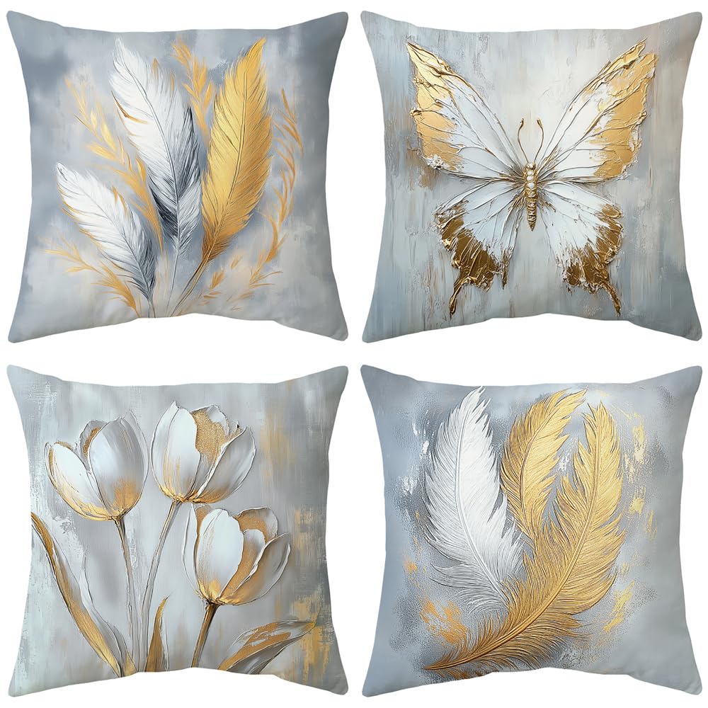 ARNTY Fundas de Cojines 45X45, Juego de 4 Funda Cojin Modernas, Cushion Covers, Cojines Decorativos Ideal para Tapicería de Sofá, Dormitorio y Oficina