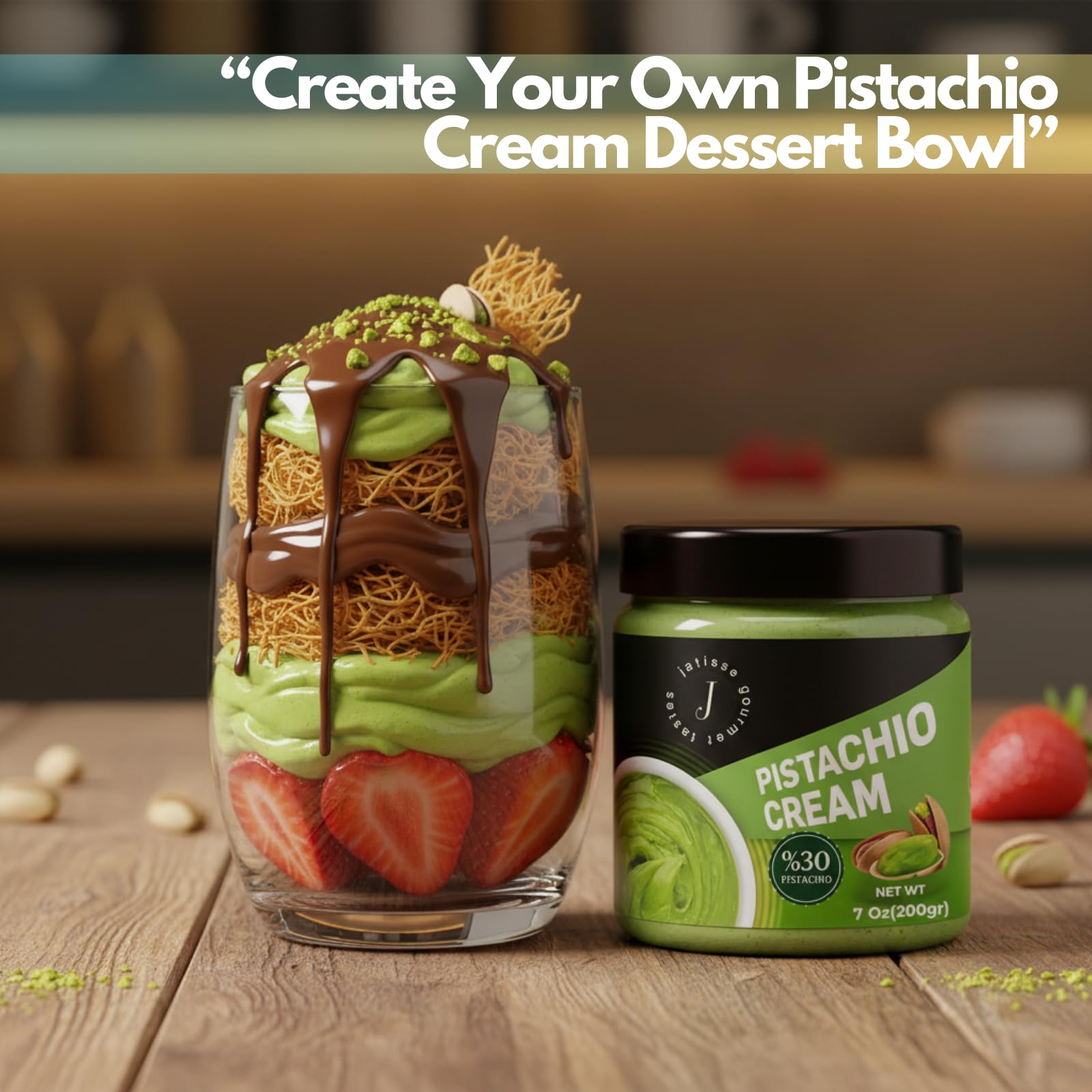 Jatisse Pistachio Cream 17 6oz 30 Antep Pistachio Butter Spread No Palm Oil Sweet Natural Cream for Dubai — view 7