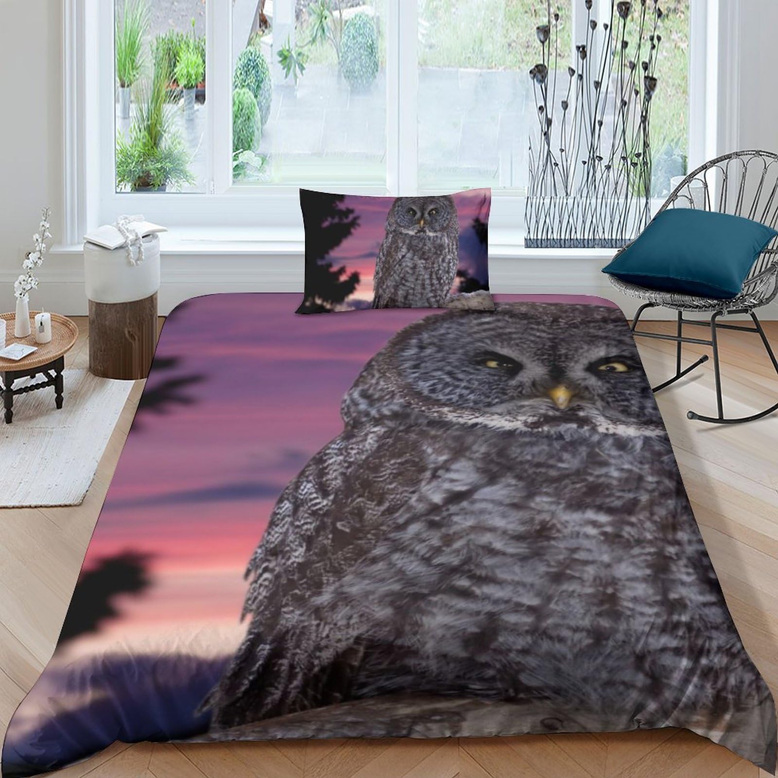 Parure de lit owl 3 pièces en microfibre douce motif ferocious eagle single