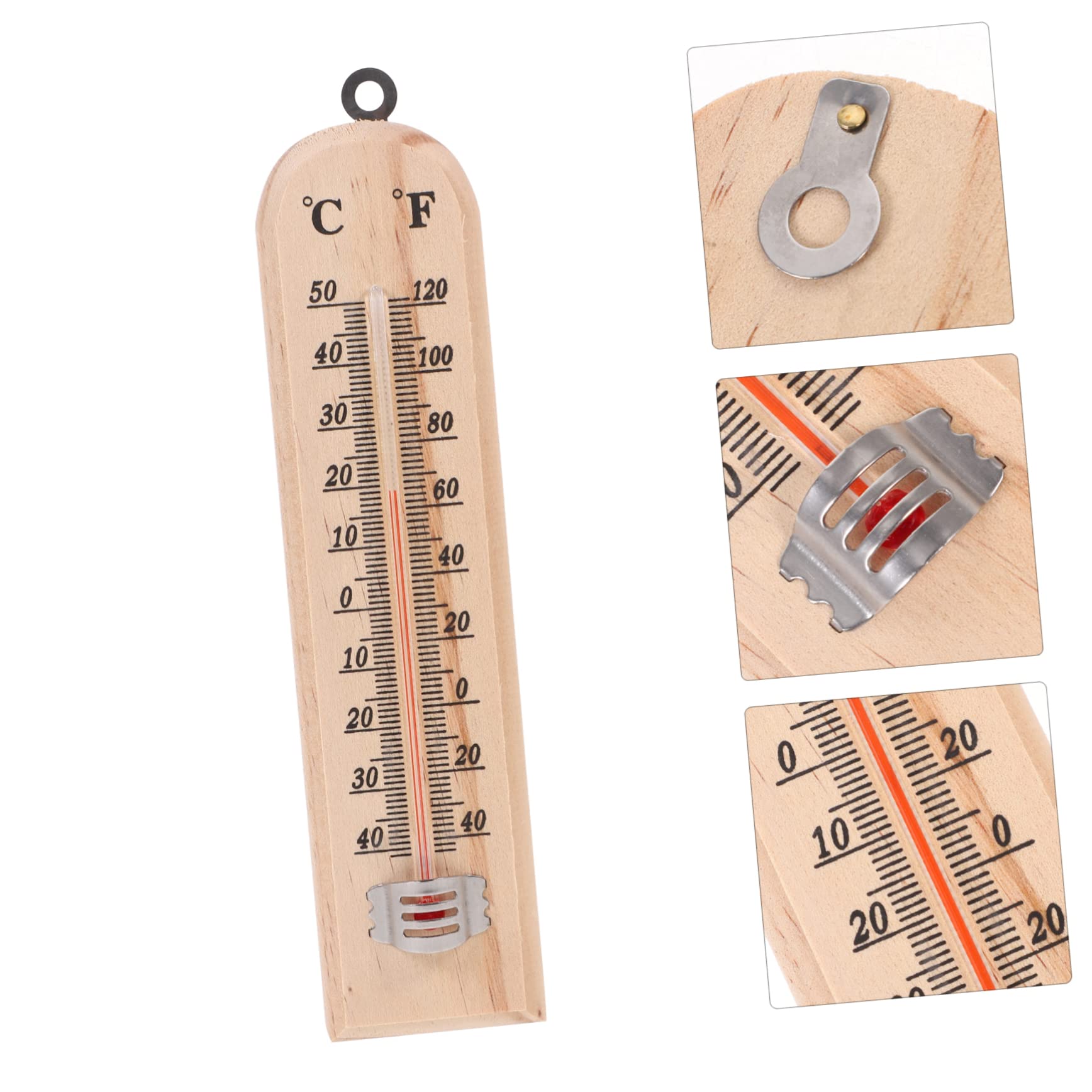 Termómetro de Pared de Madera Khaki, 3 Piezas para Interior y Exterior