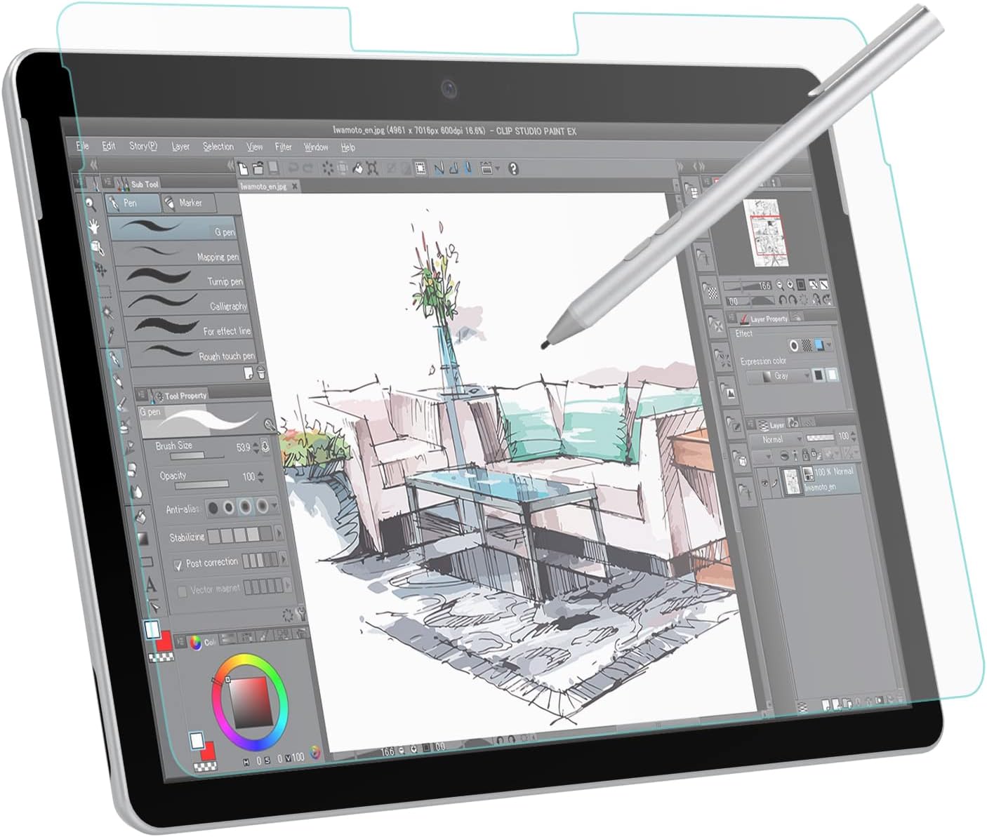 Paper-Like Screen Protector for Surface Go, Write, Draw and Sketch with The Surface Pen Like on Paper, Anti Reflection PET Film for Microsoft Surface Go 10 inch 2018 Tablet - Clear