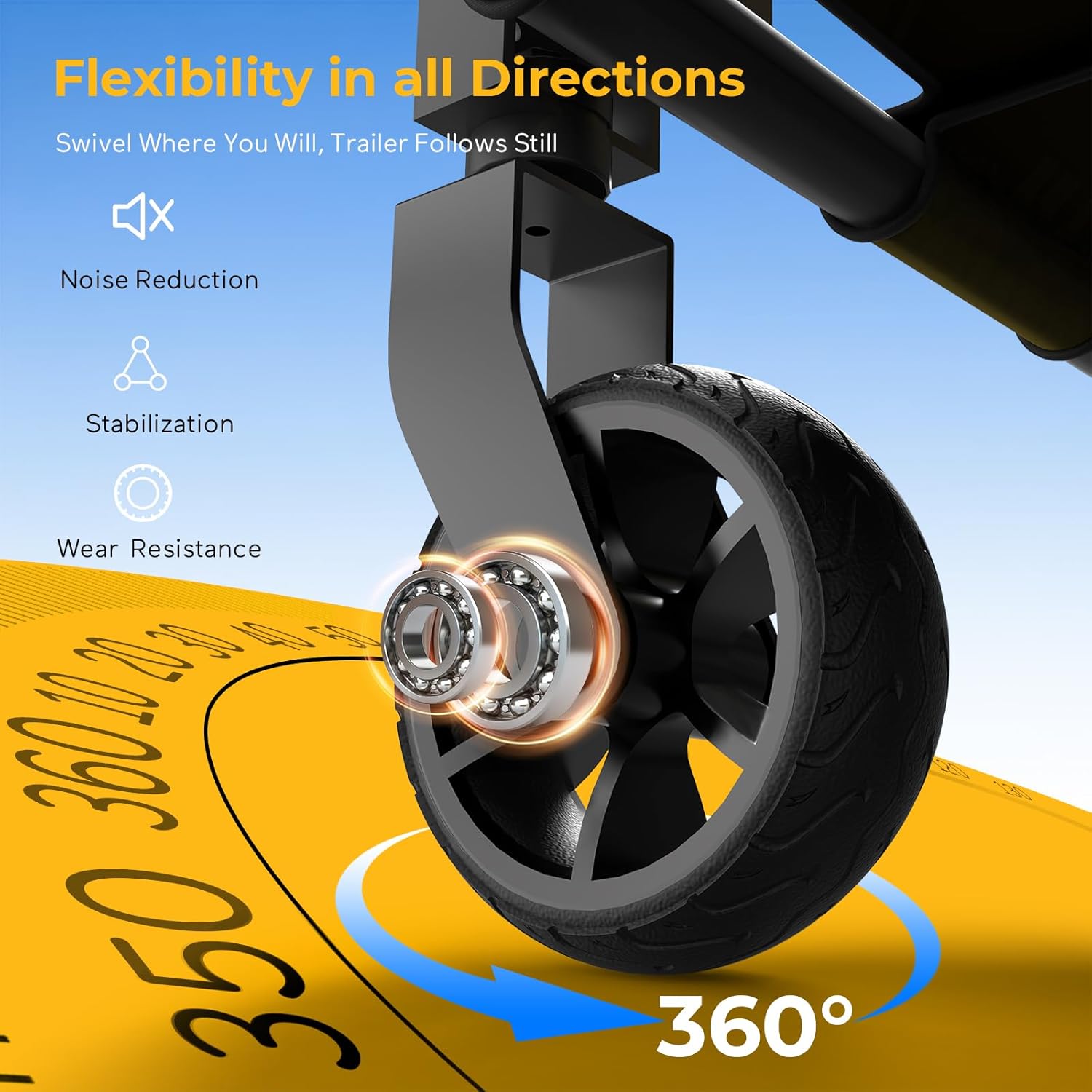 Heavy-Duty Bike Cargo Trailer, 3-in-1 Collapsible Foldable Design with 150lb Capacity Universal Hitch & Removable Caster Dual Shock Absorbers, Quick Release 16" Wheels Bicycle Traile