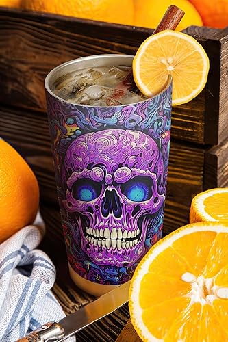 Miniatura 3 de Vaso de Halloween de 20 onzas, vaso de calavera de azúcar, calavera de caramelo, vaso de calavera de azúcar y calabaza de Halloween, taza de viaje