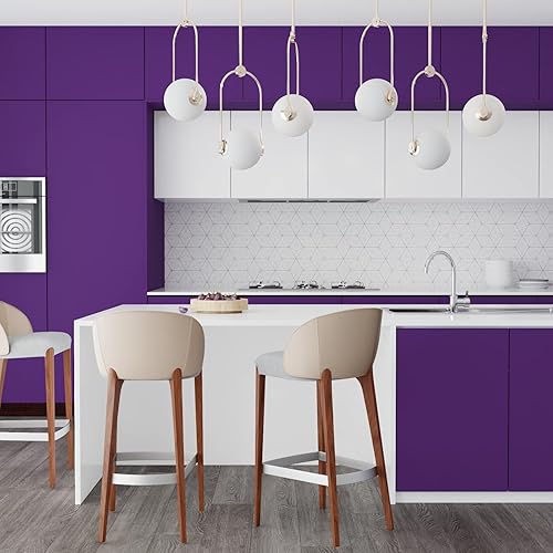 Miniatura 3 de Papel adhesivo morado oscuro, 15.7 x 393.7 pulgadas, papel tapiz de vinilo adhesivo de color liso morado puro, impermeable, papel de pared de color