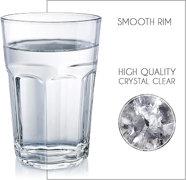 CRYSTALIA Drinking Glasses Set of 6, Tall Glasses, 360ml European Glass 100% Lead-Free Water Glasses, Tumblers Glass Set of 6 for Drinking Water, Juice Glasses, Iced Tea Glasses, Soda Glasses