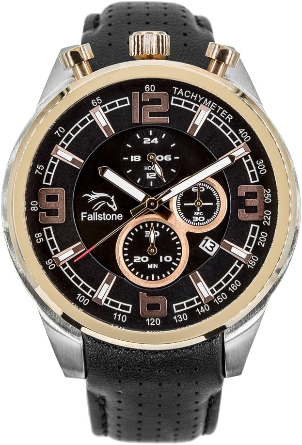 Men's Japan Movement Quartz Analog Waterproof Wrist Watch Genuine Leather Calendar Date-Gun Metal Black