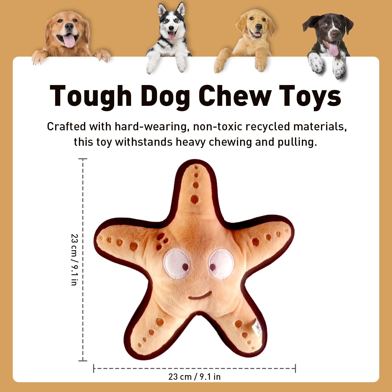 Duuclume Squeaky Starfish Dog Chew Toy, Interactive Plush Stuffed Dog Toys, Teeth Cleaning Dog Toys for Small to Large Dogs - Image 2