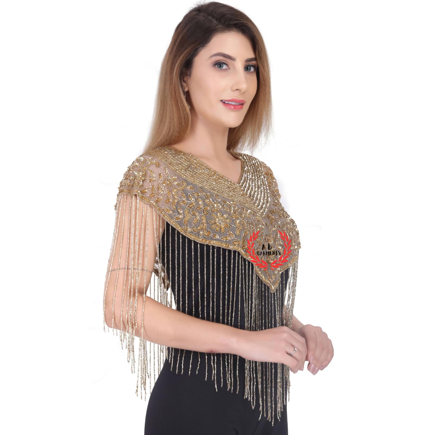 Women's Net Poncho Head Embroidered Shoulder V Neck Poncho and Capes-picture-45