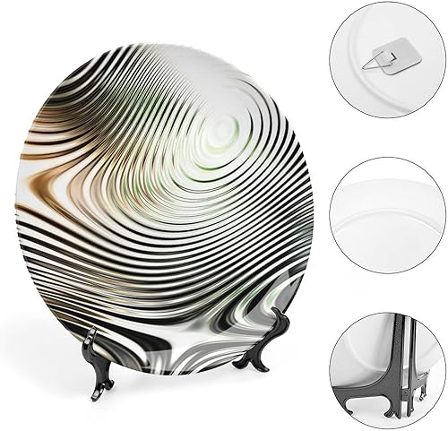 Miniatura 4 de LIGUTARS Platos decorativos, adorno de impresión de decoración abstracta, patrón geométrico moderno como cebra, 7 pulgadas, decoración de pared de