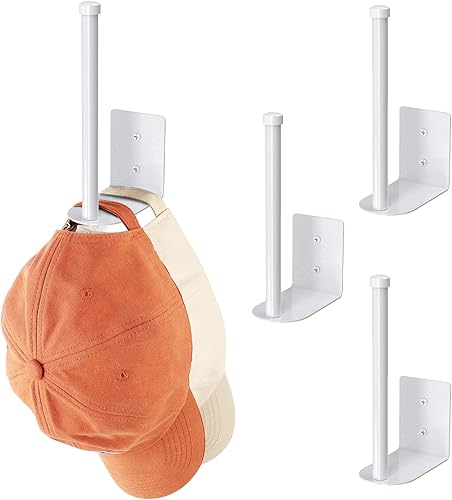 Paquete de 4 estantes para gorras de béisbol, organizador de sombreros de acero inoxidable para gorra de béisbol, organizador de almacenamiento de