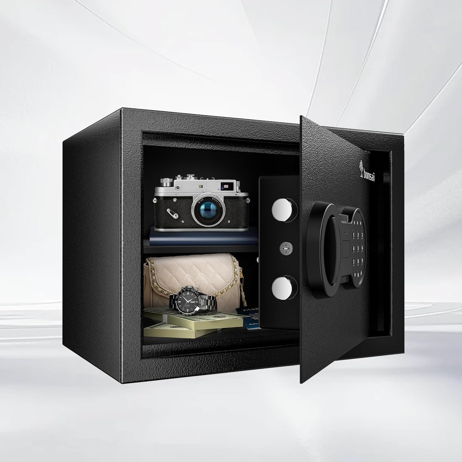 Similar Bonsaii 0.6 Cubic Foot Safe Box - Electronic Keypad, Removable Shelf, Ideal for Home, Hotel, or Business to Secure Jewelry, Documents & Valuables - Dimensions: 9.84\"D x 13.78\"W x 9.84\"H 0.6 Cubic Feet Key&Password