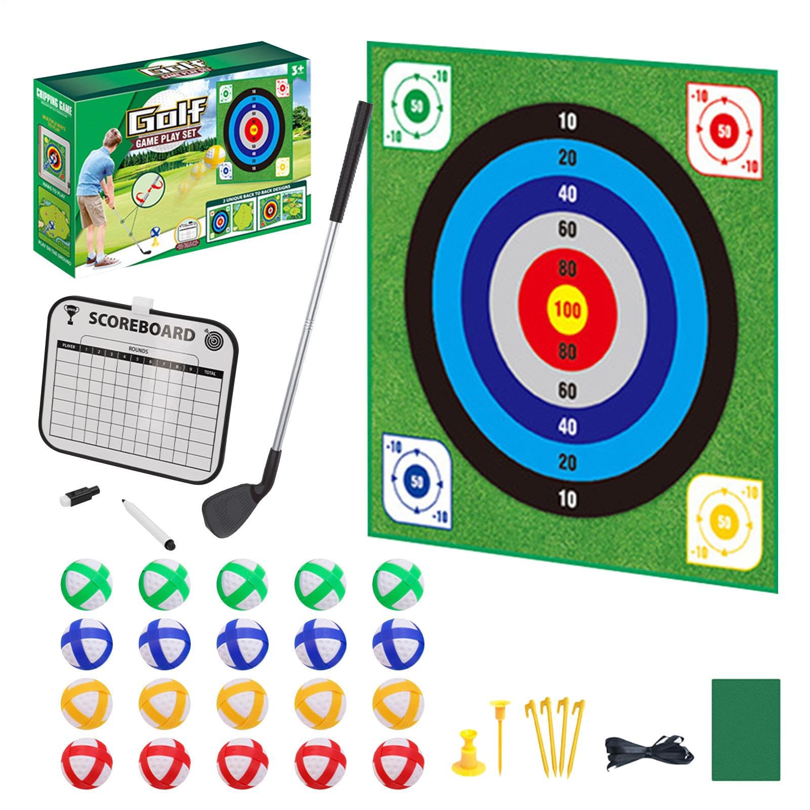 Zestaw samoprzylepnych mat golfowych z chipem, samoprzylepna mata uderzeniowa - dwustronny zestaw do gry w golfa z 20 piłkami - dla rodziny, golfistów, treningu i ćwiczeń wewnątrz i na zewnątrz