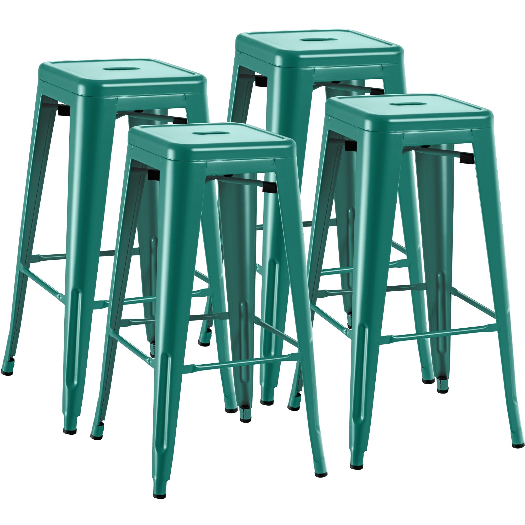 Furmax 30 Inch Metal Bar Stools Set of 4, Counter Height Stools, Industrial Bar Chairs Patio Stool Stackable Stool for Kitchen/Dining Room/Indoor