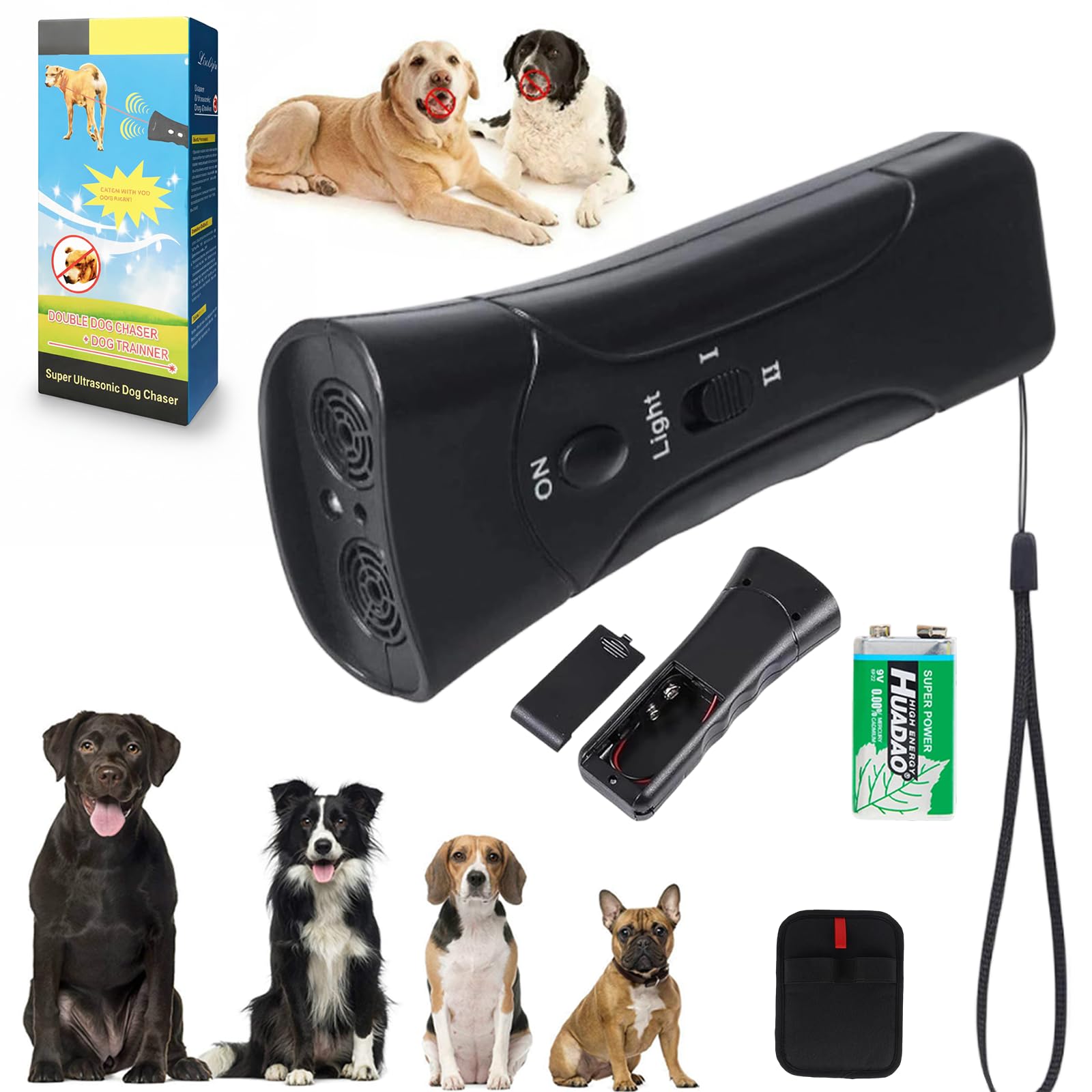 2026 New Petgentle Dog Trainer, Ultrasonic Anti Barking Device for Dogs, Portable Pet Corrector Bark Deterrent with LED Light & 3 Modes, Safe Anti Dog Barking Silencer All Breeds (1 Pcs,+ Battery)