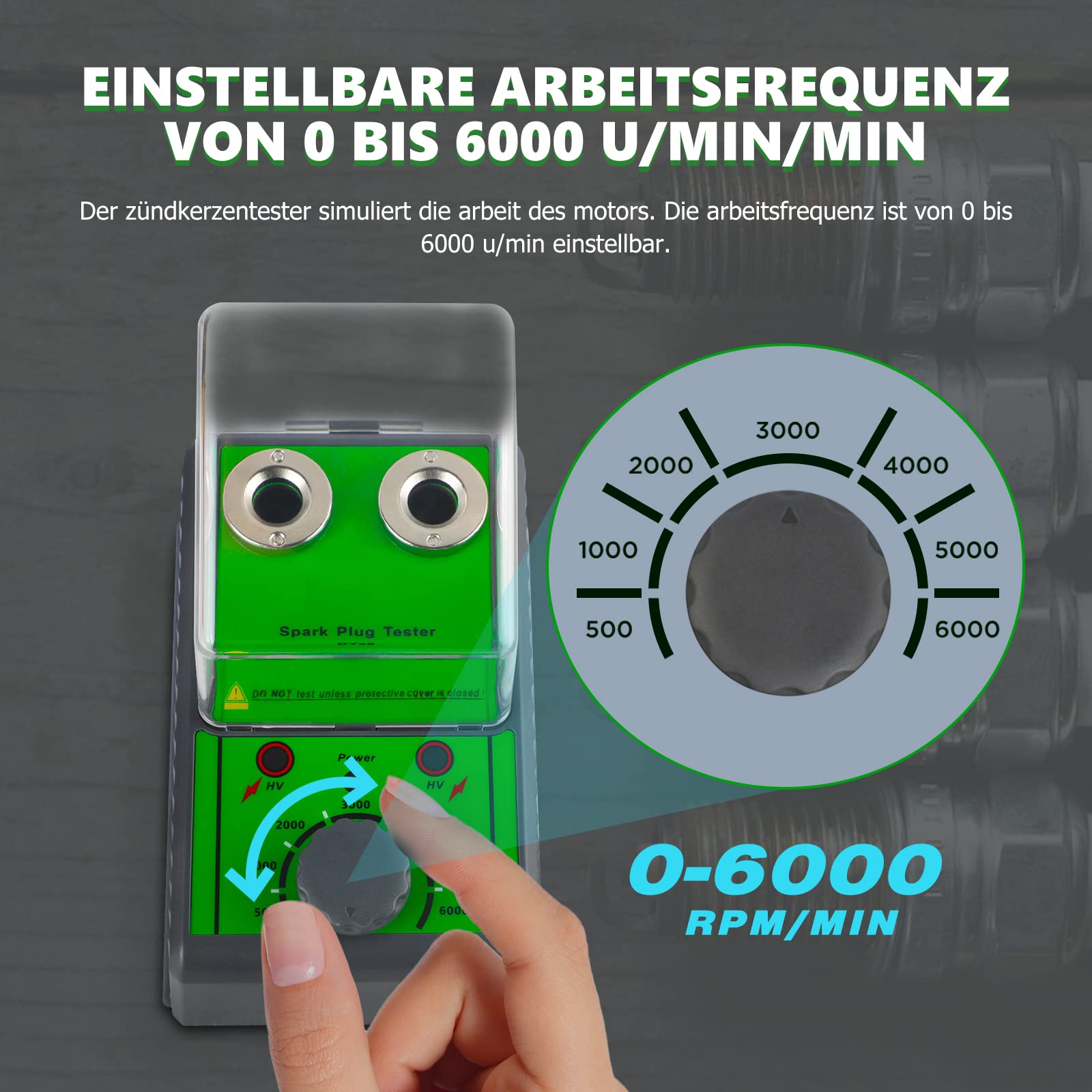 MRCARTOOL - Tester per candele, per auto, con presa a due fori regolabile, 220 V, con coperchio di protezione trasparente, analizzatore per veicoli da 12 V