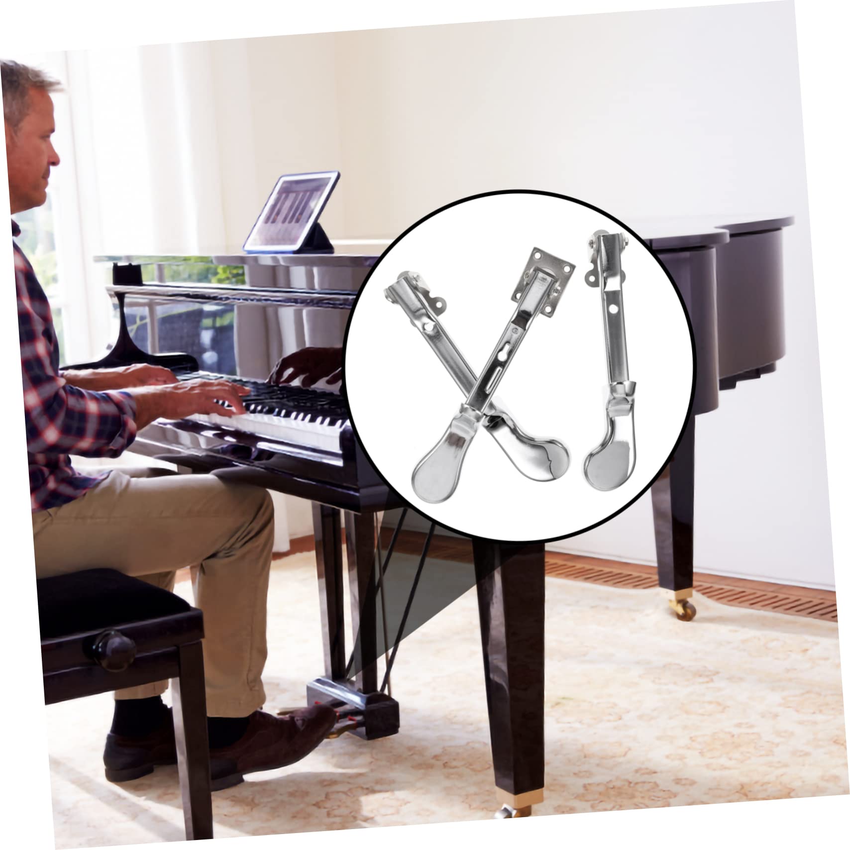 VICASKY 3pezzi Pedale Sustain per Pianoforte Lega Argento Parti di Ricambio per Pianoforte Verticale