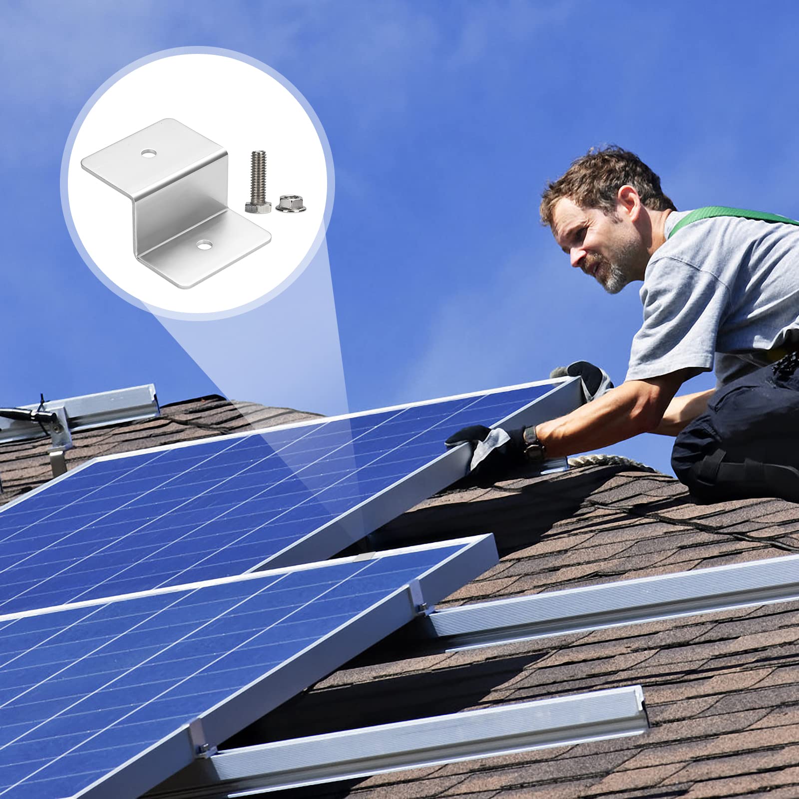 Moduł solarny, uchwyt, panel słoneczny, mocowanie do modułów solarnych, zestaw montażowy ze stopu aluminium, na balkon, do przyczepy kempingowej, łodzi, dachów, 4 sztuki