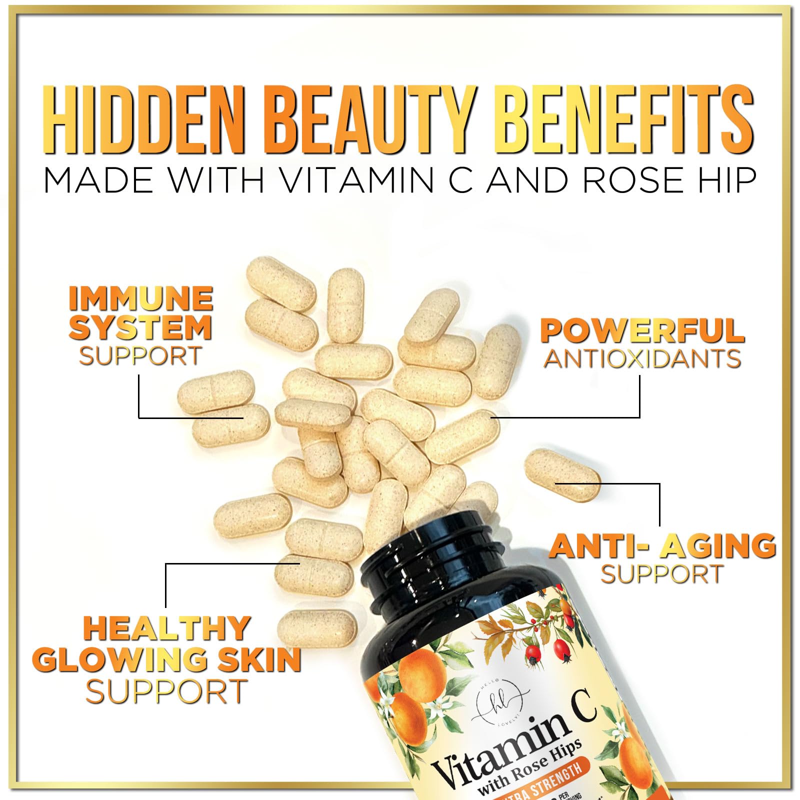 Vitamin C 1000mg Per Serving - Extra Strength with Rose Hips Bioflavonoids - Sugar Free Vitamin C Chewable Pills, Vit C Supplement for Immune Support & Antioxidant, USA Bottled - 60 Chewable Tablets — Amazon image 5