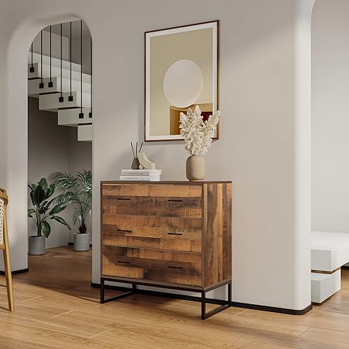 Miniatura 4 de Ucloveria Cómoda moderna de 3 cajones cómoda de madera de mediados de siglo con almacenamiento organizador de ropa con asas mesita de noche con