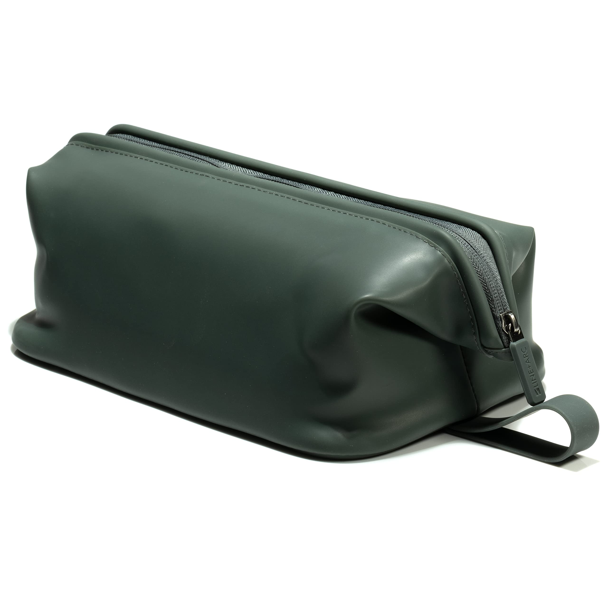 LINE+ARC Easy-to-Clean Silicone Dopp Kit (As Seen in Glamour and GQ) Extra-Wide Opening Anti-Stain (Forest, 3.5L) Toiletry Bag Travel Set Makeup